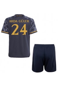 Real Madrid Arda Guler #24 Jalkapallovaatteet Lasten Vieraspeliasu 2023-24 Lyhythihainen (+ Lyhyet housut)